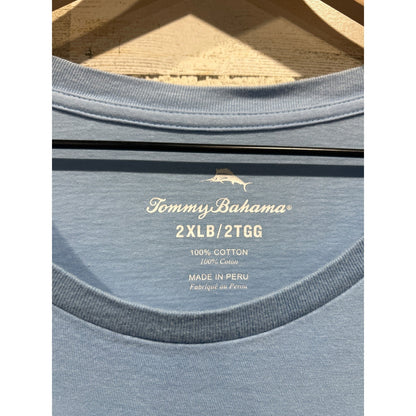 Tommy Bahama Pocket T-Shirt Mens 2XLB Blue Marlin Logo Coastal EUC1