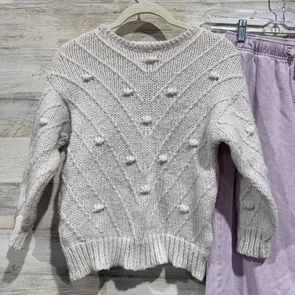 Zara Cat & Jack Sweater & Pants Set Girls 7/8 Purple Ivory Knit Wide Leg Boho1