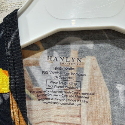Hanlyn Collective Pocket Tee Boys 6-12M Black Tool Print Construction NWT2