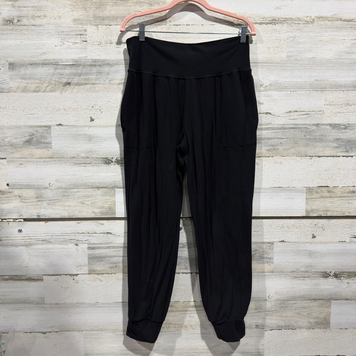 Athleta Salutation Jogger Pants Womens Large Black Nylon Blend Activewear EUC0