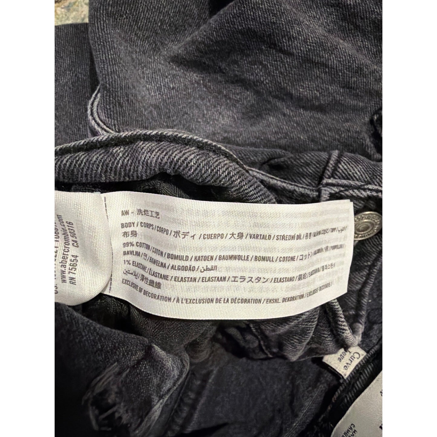 Abercrombie & Fitch 90s Straight Jeans Women 34/18R Black Curve Love Denim EUC6