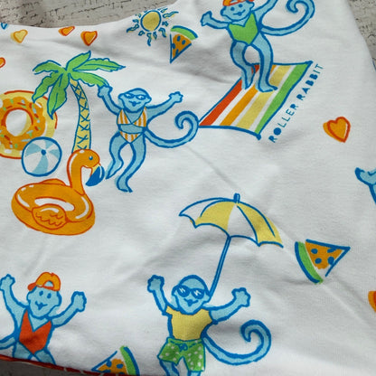 Roller Rabbit Reversible Bikini Girls Top 14/16 Bottoms 10/12 Orange Monkey7