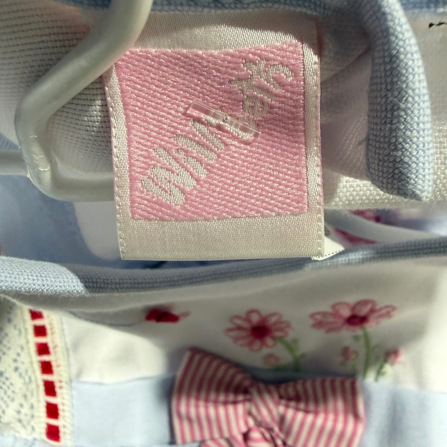 Willbeth Dress Set Girls 12M Blue Pink Floral Embroidered Heirloom Coquette5