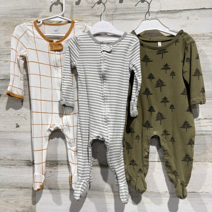 Cloud Island Footed Pajamas Sleep Play Boys 0-6M Multi Cotton Woodland Flawed*0