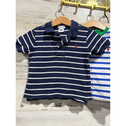 Ralph Lauren Bundle Boys 18-24M Blue Striped Polo Shorts Swim Trunks Preppy EUC1