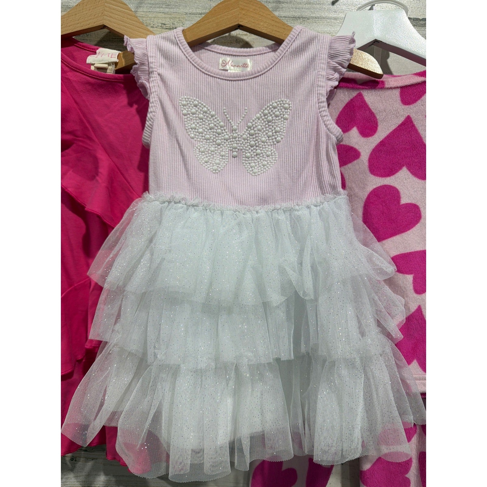 Nannette Lemon Loves Lime Cat & Jack Girls 2T Pink Bundle Butterfly Heart EUC1