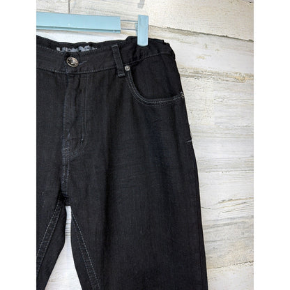 Uproar Straight Leg Jeans Boys 18 Husky Black Adjustable Waist Skater1