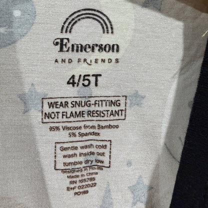 Emerson and Friends Halloween Pajama Set Kids 4/5T Tan Bamboo Spooky Print EUC2