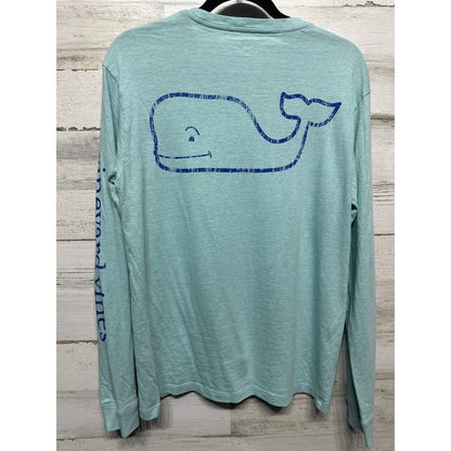 Vineyard Vines Long Sleeve Pocket T-Shirt Men Small Mint Green Whale Logo EUC1