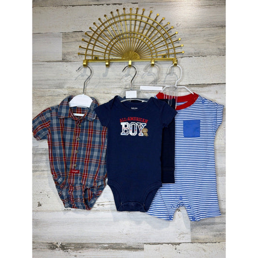 Wrangler Wonder Nation Carters Baby Boys 3M Plaid Striped Bundle Red White Blue0