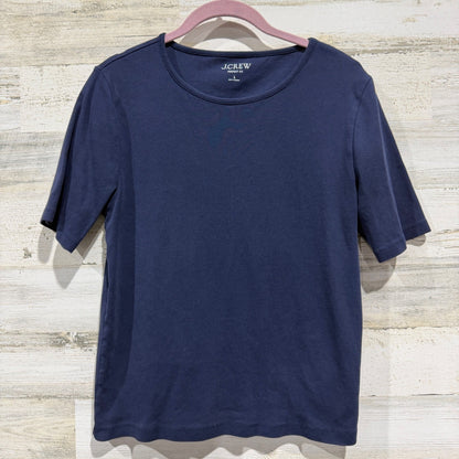 J.Crew Perfect Fit Tee Women Large Navy Blue 100% Cotton Classic Basic EUC0