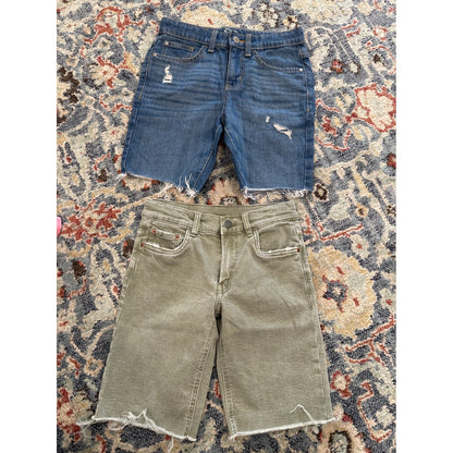 Zara Art Class Denim Shorts Bundle Boys Size 8 / 9  Green Blue Raw Hem Cutoff1