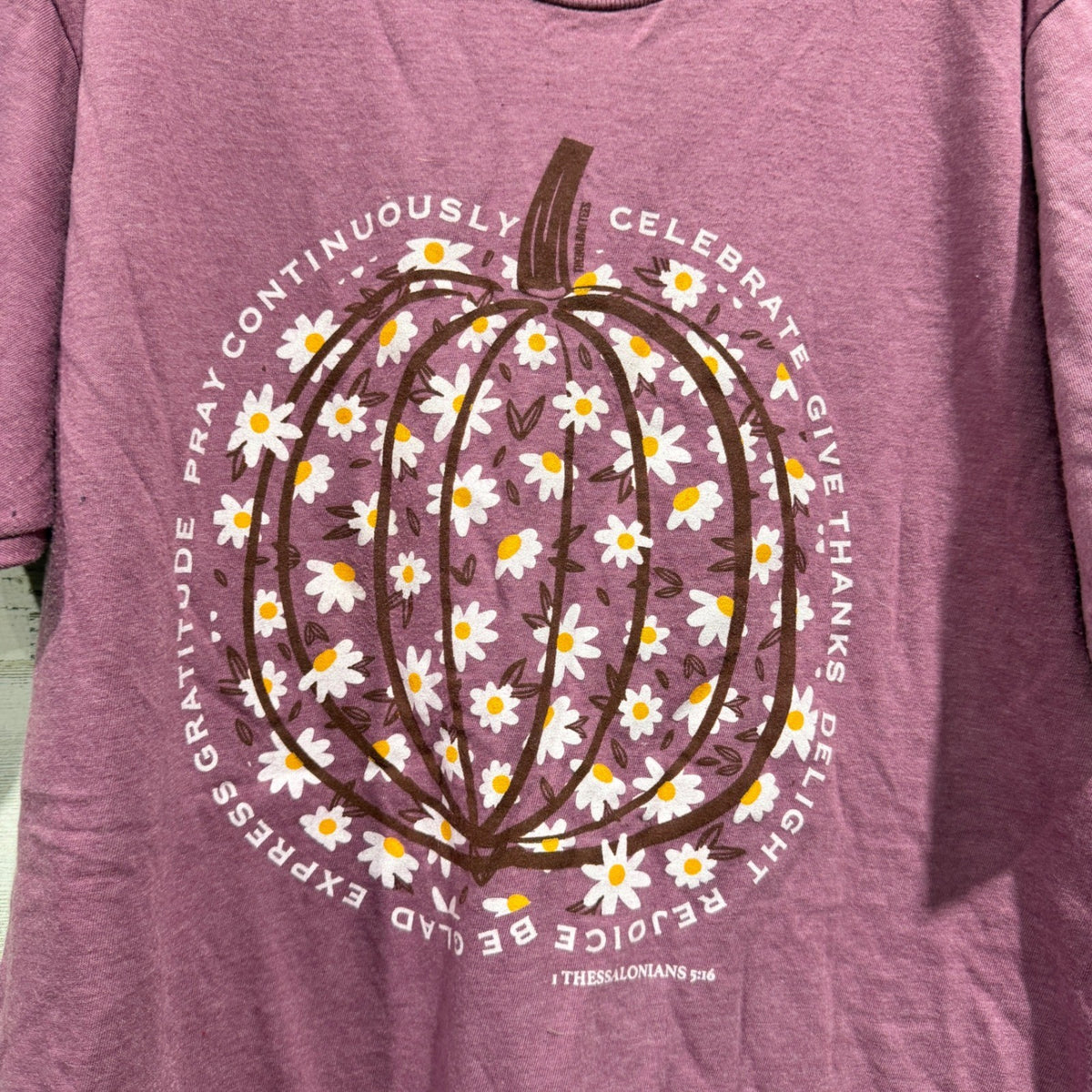 Tultex 1 Thessalonians 5:16 Graphic Tee Women M Purple Cotton Blend Fall Casual1