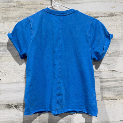BKE Youth Short Sleeve T-Shirt Girls Size 10 Blue Cotton Acid Wash Casual EUC2
