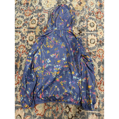 Columbia Reversible Jacket Girls L 14/16 Navy Floral Windbreaker Hooded EUC4
