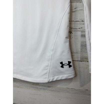 Under Armour ColdGear Shirt Boys Small White Mock Neck Fitted Athletic EUC1