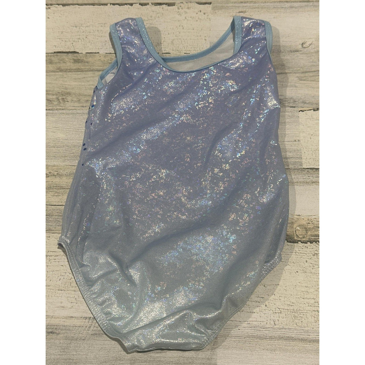 Leotard Girls 8/10 Blue Snowflake Glitter Shimmer EUC2
