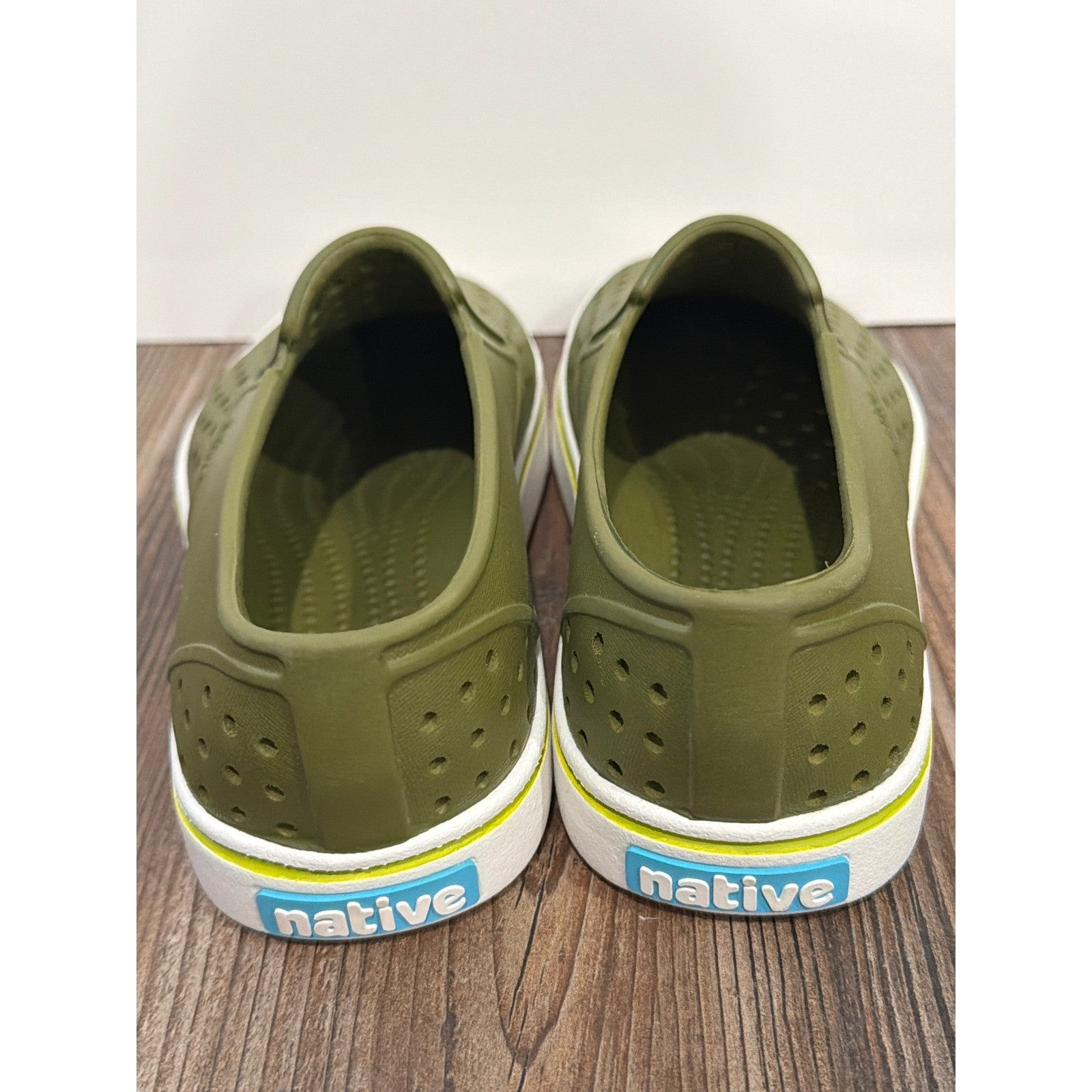 Native Miles Shoes Mens 4 Dark Green Slip On Perforated Gorpcore New3
