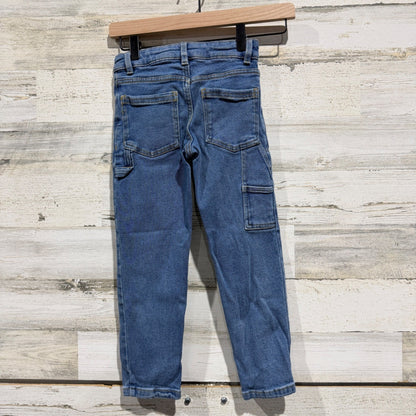 Joe Fresh Carpenter Jeans Kids 6 Blue Cotton Stretch Denim Workwear Utility1