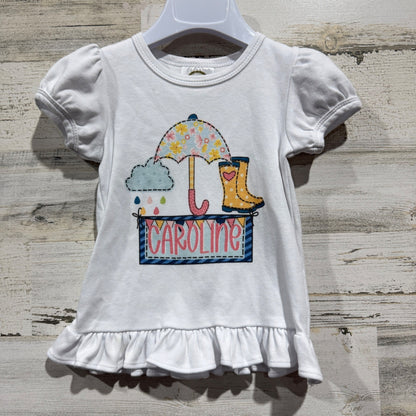 Blanke Boutique Caroline Graphic T-Shirt Girls 18M White Cotton Ruffle Spring0