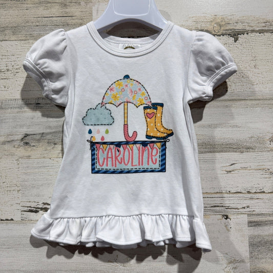 Blanke Boutique Caroline Graphic T-Shirt Girls 18M White Cotton Ruffle Spring0