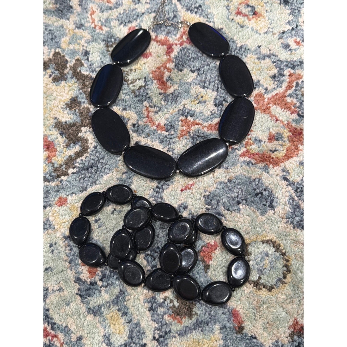 Jewelry Set Women OS Black Oval Chunky Bead Mod0