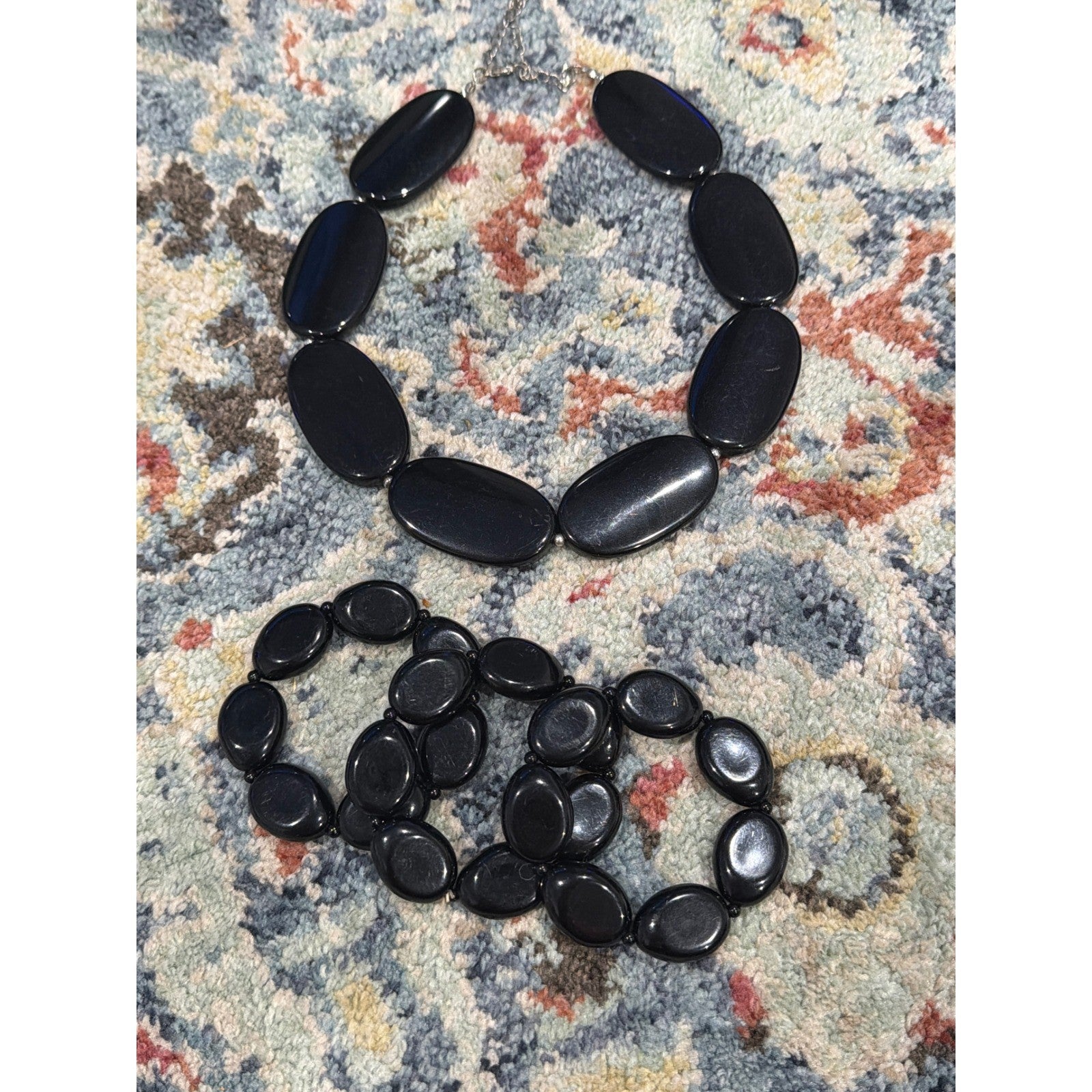 Jewelry Set Women OS Black Oval Chunky Bead Mod0