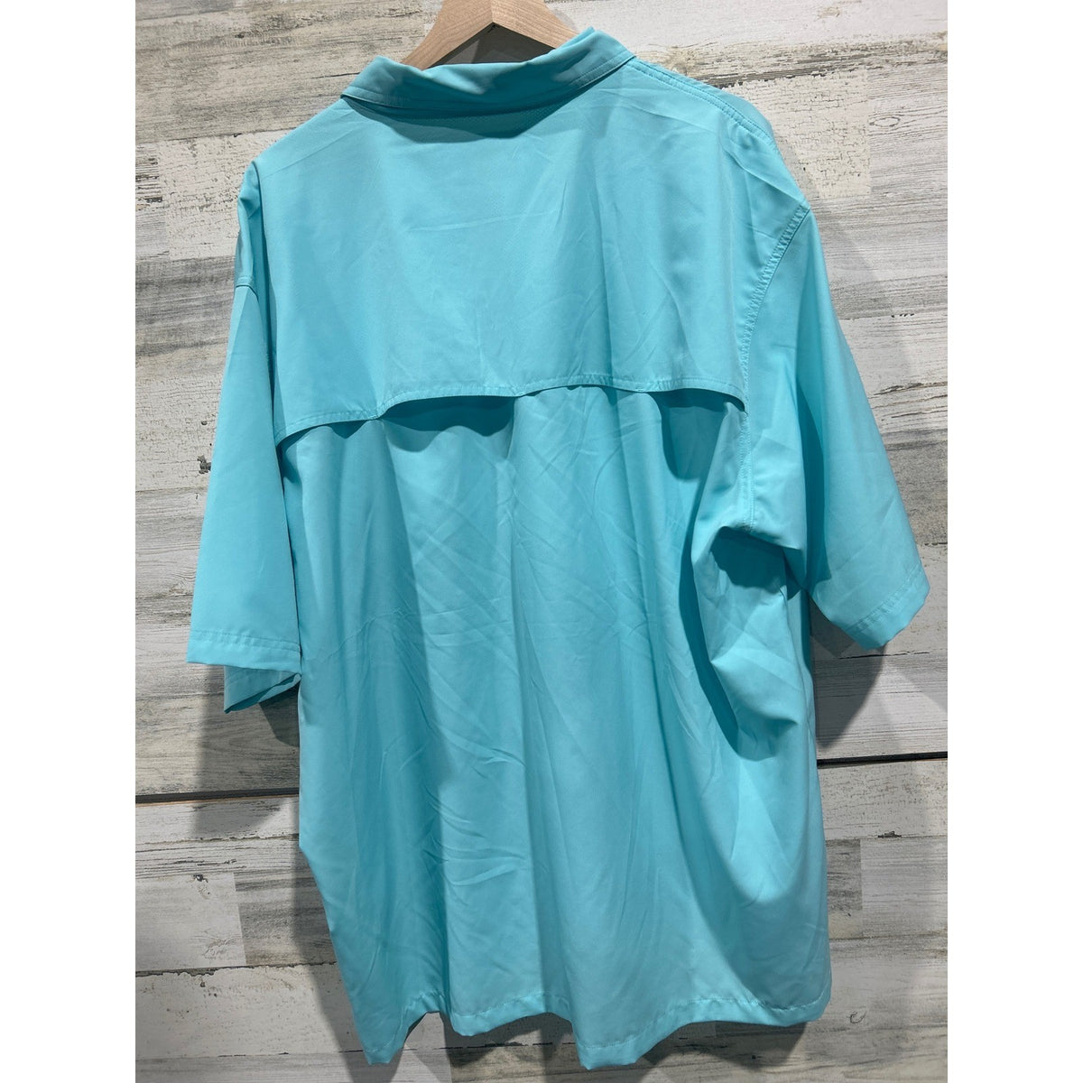 Bimini Bay Fishing Shirt Mens 3XL Aqua Blue Short Sleeve Ventilated PFG EUC3