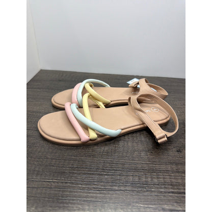 Cat & Jack Anja Sandals Girls 4 Multicolor Pastel Strappy Summer Kidcore NWT1