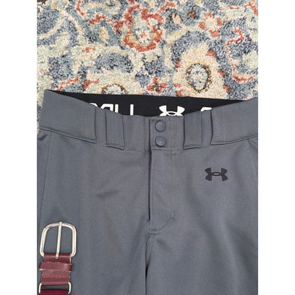 Under Armour Softball Pants Women XS Gray 2 Belts Bundle Athletic Sport EUC1