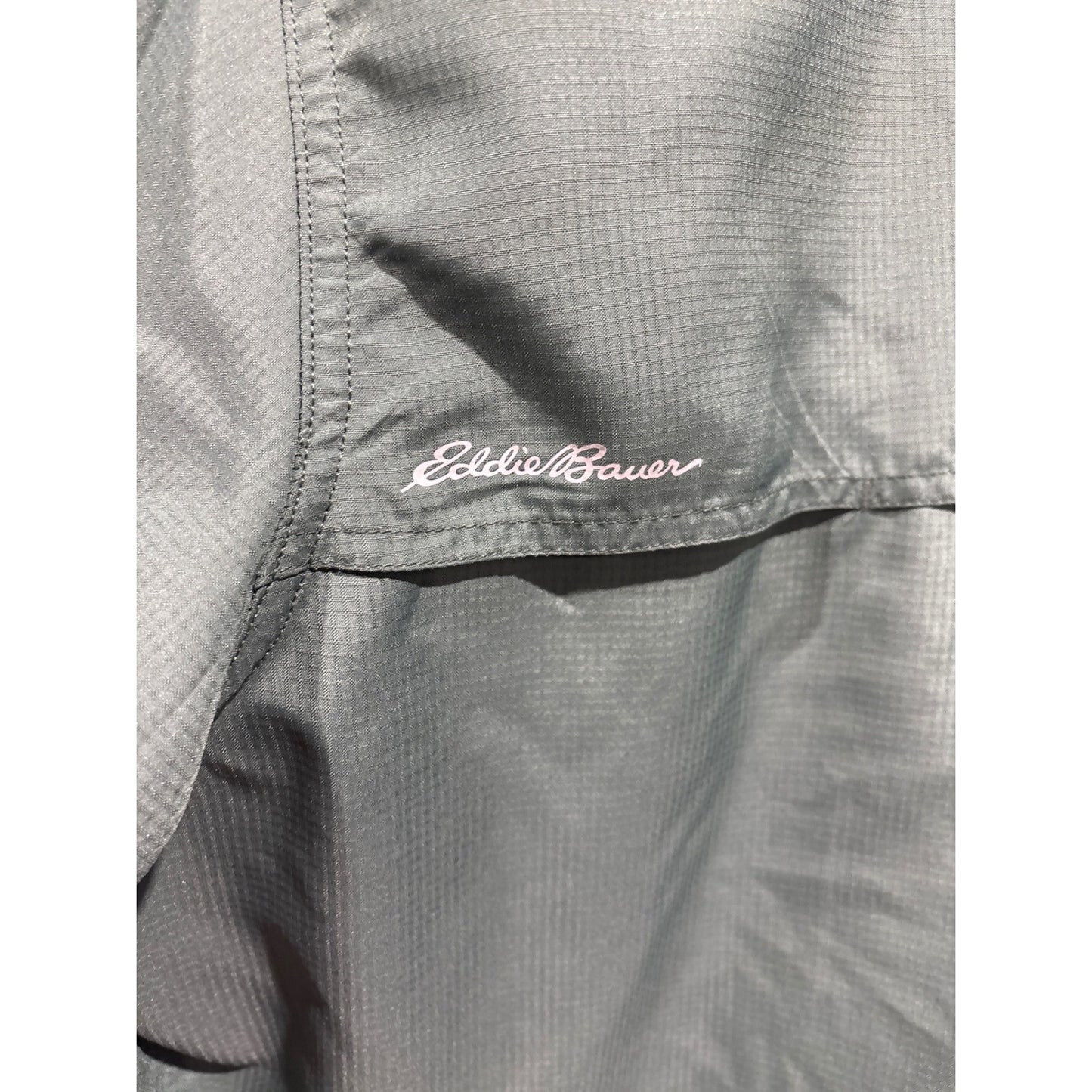 Eddie Bauer Button Up Shirt Men 2XL Green Ripstop Fishing Gorpcore EUC2