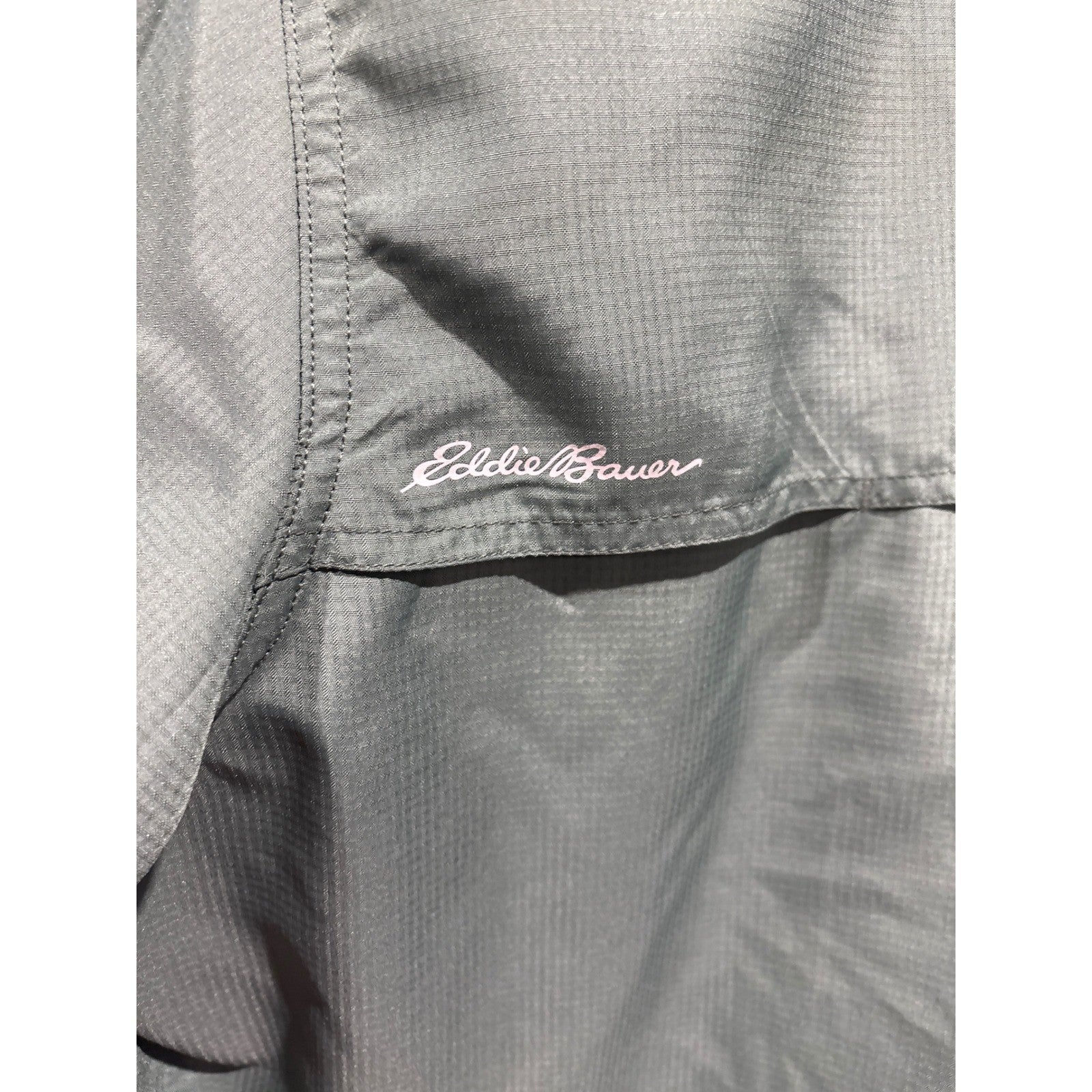 Eddie Bauer Button Up Shirt Men 2XL Green Ripstop Fishing Gorpcore EUC2