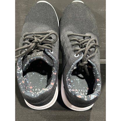 TravisMathew The Daily Sneakers Men 8 Black Mesh Paint Splatter GUC 1MAB4326
