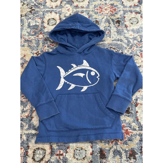 Southern Tide Hoodie Boys XS 4-5 Blue Skipjack Fish Graphic Pullover EUC0