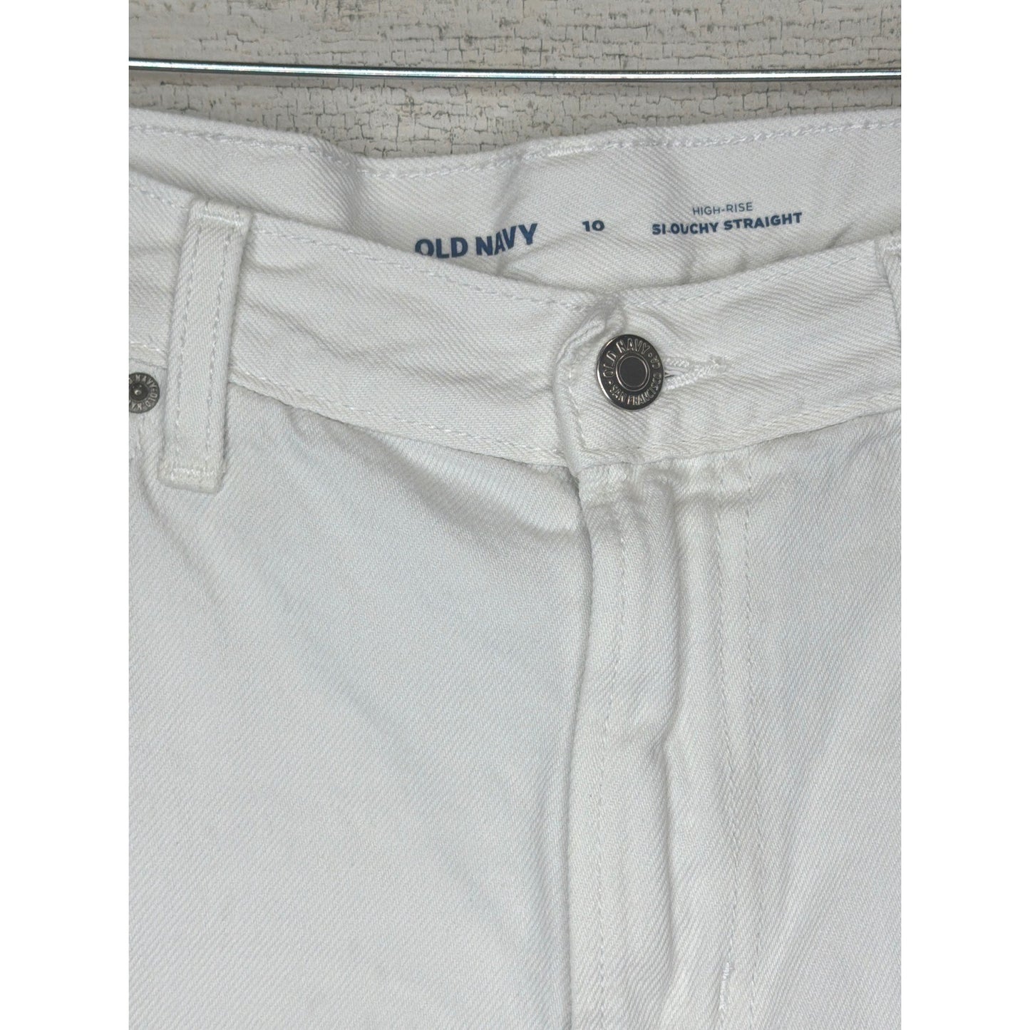Old Navy Denim Shorts Women Size 10 White High-Rise Slouchy Straight Coastal GUC1