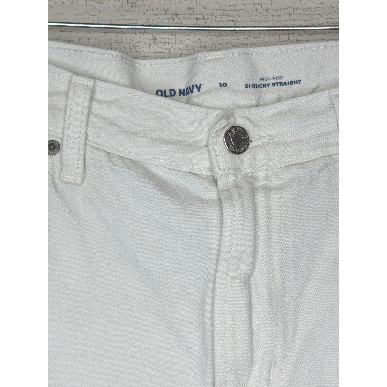 Old Navy Denim Shorts Women Size 10 White High-Rise Slouchy Straight Coastal GUC1