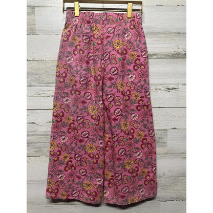b'tween Floral Wide Leg Pants Girls 7 Pink Boho Botanical EUC2