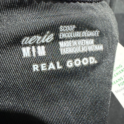 Aerie Scoop Neck Crop Top Women Medium Black Ribbed Real Good Athleisure EUC3