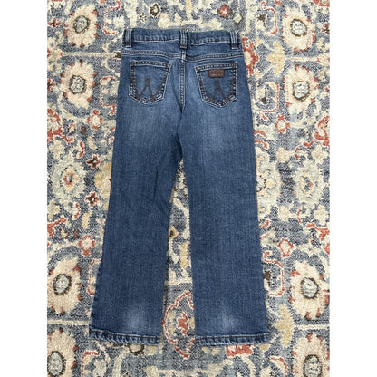 Wrangler Retro Slim Straight Jeans Boys 7 Regular Blue Adjustable Waist EUC1