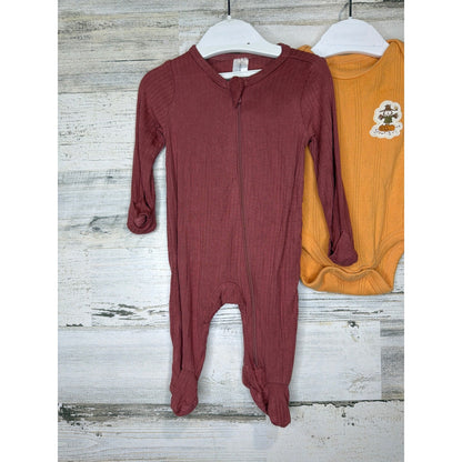 Carter's Snoopy Romper Bodysuit Bundle Boys Newborn Orange Maroon Pumpkin Fall3