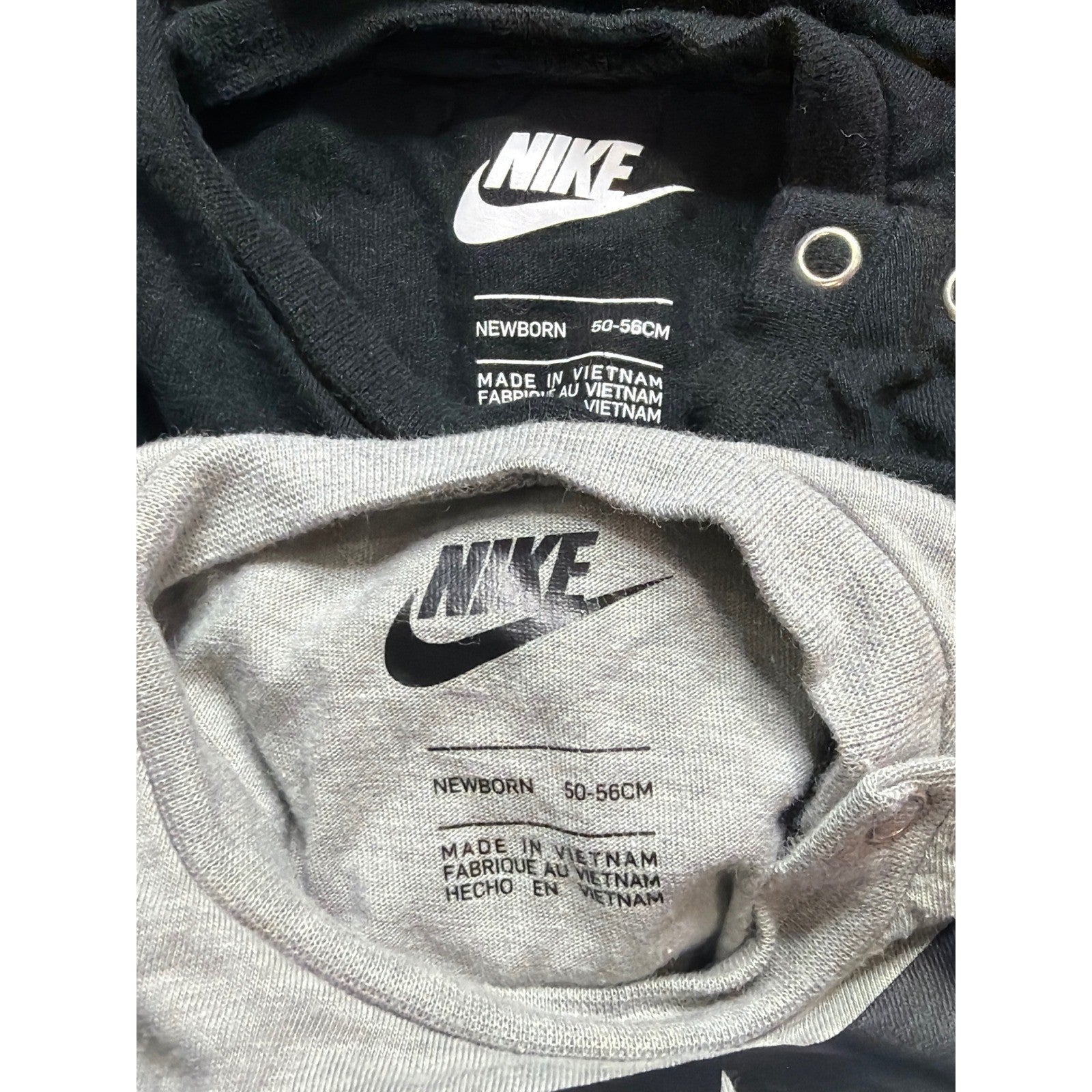 Nike Romper Set Boys Newborn Black Grey Just Do It Swoosh Sporty EUC4