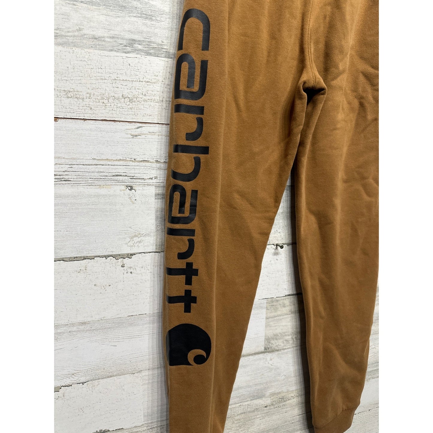Carhartt Jogger Sweatpants Boys L 14-16 Brown Large Logo EUC1