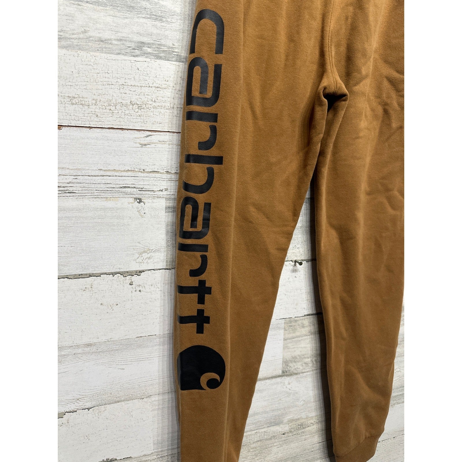Carhartt Jogger Sweatpants Boys L 14-16 Brown Large Logo EUC1