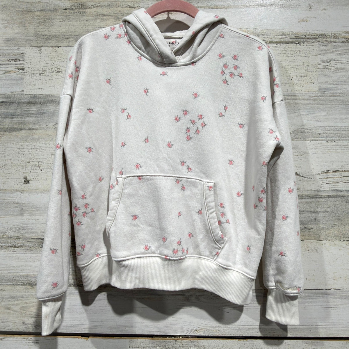 Abercrombie Kids Hoodie Girls 13/14 White Floral Rose Coquette *Flawed0