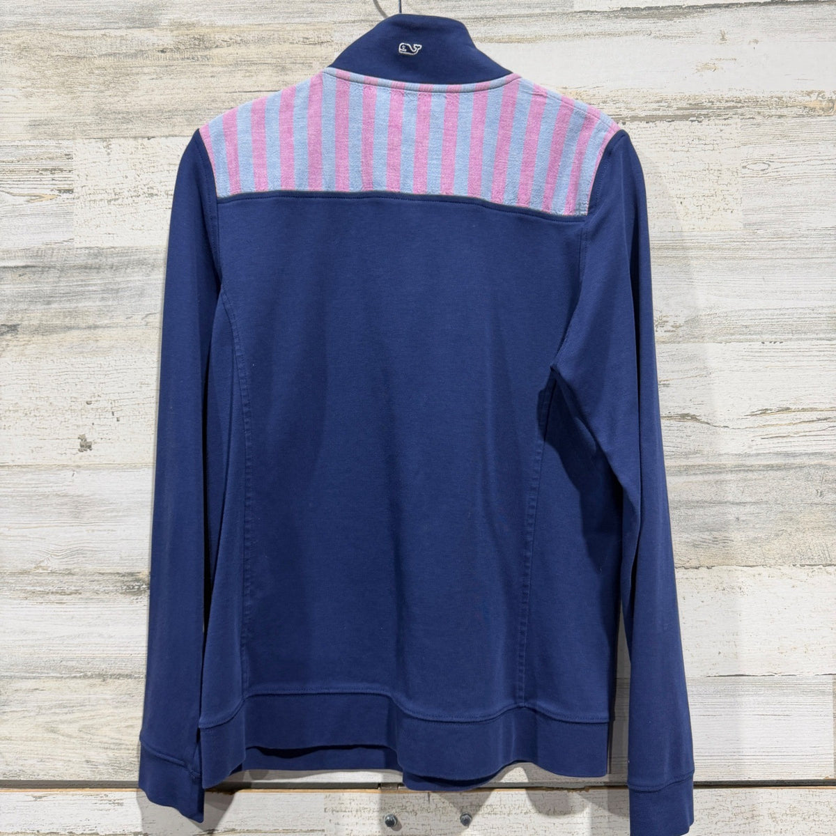 Vineyard Vines Striped Yoke Pullover Women M Navy Blue 100% Cotton Preppy4