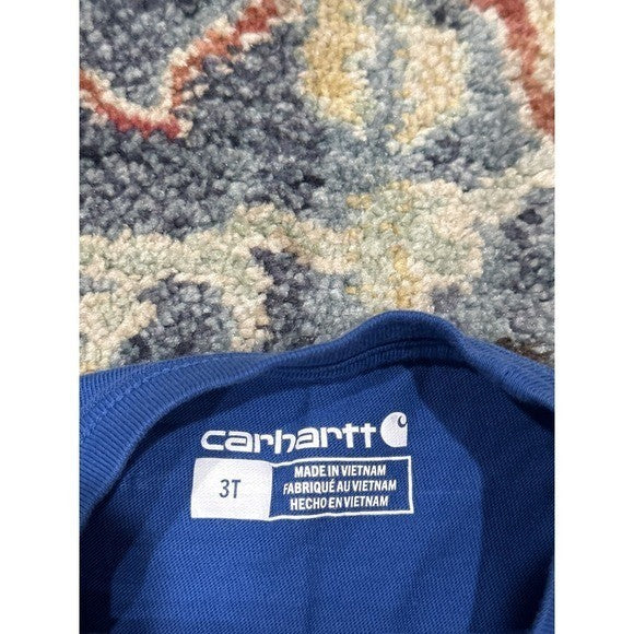 Carhartt Long Sleeve Pocket T-Shirt Boys 3T Blue Tool Graphic EUC3