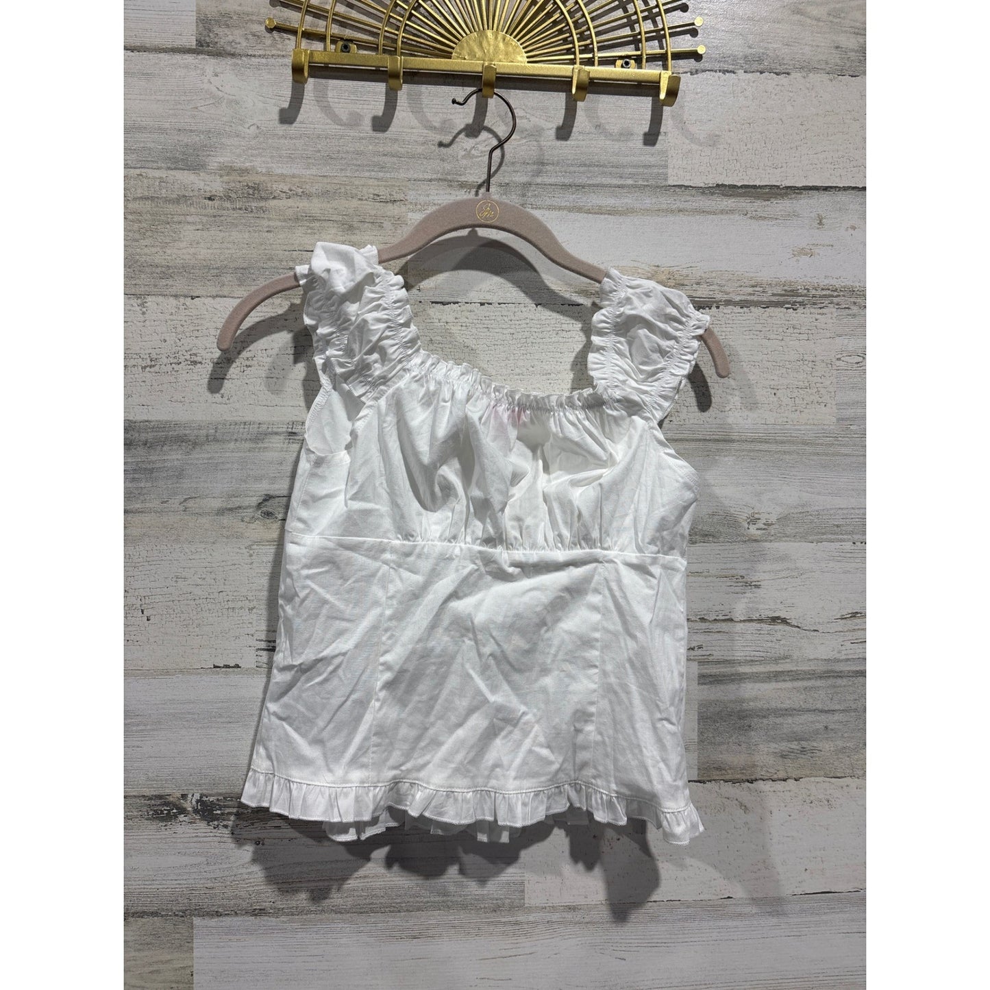 Edikted Ruffle Button Up Top Womens Small White Pintuck Coquette NWT1