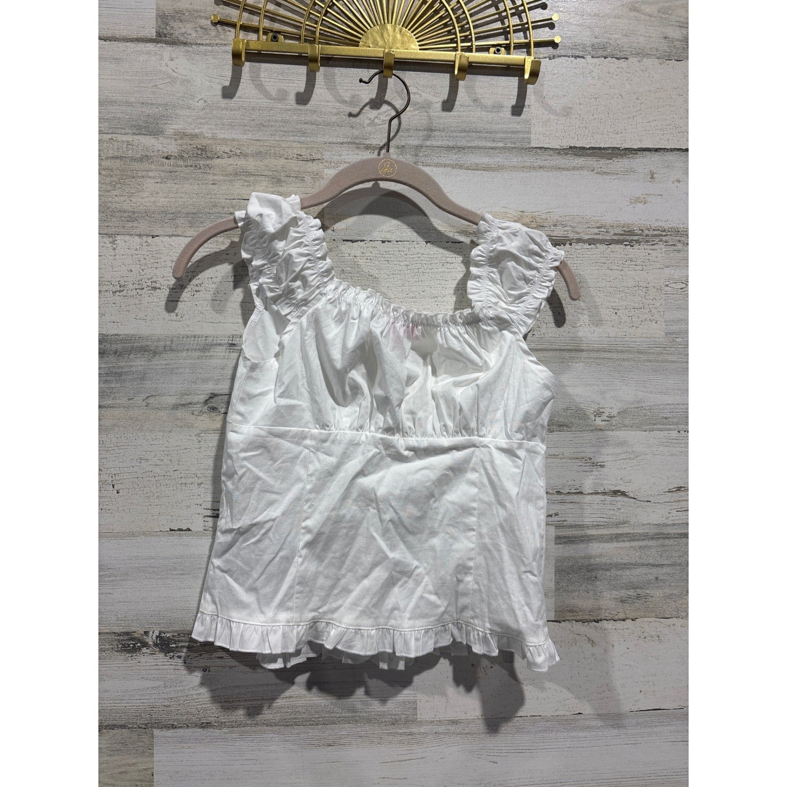 Edikted Ruffle Button Up Top Womens Small White Pintuck Coquette NWT1