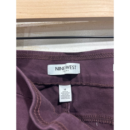 Nine West Jeans Women 14 Purple Heidi Pull On Straight Leg Dark Academia NWT1