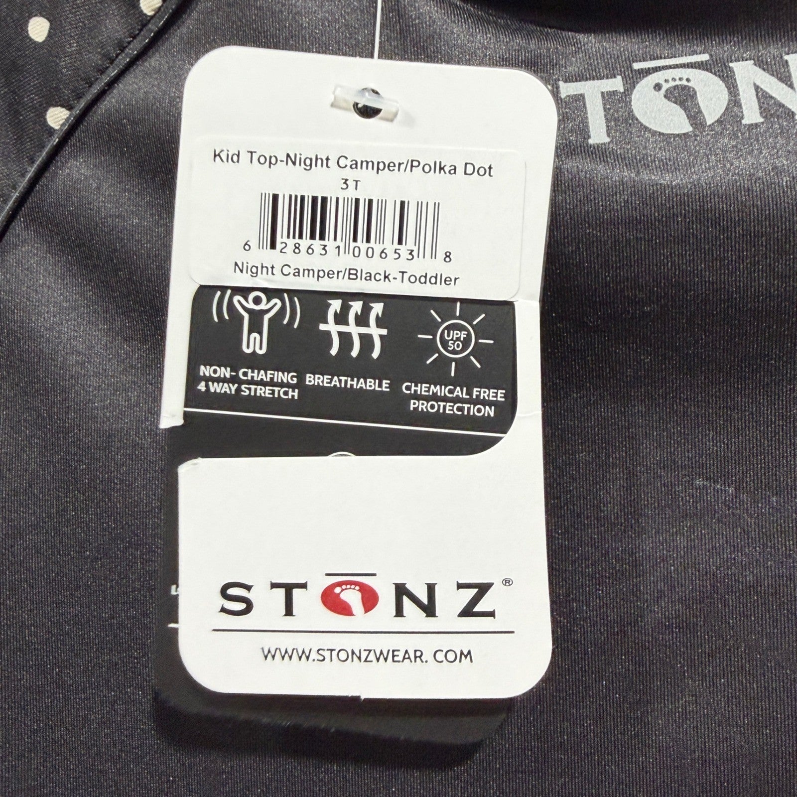 Stonz Sun Shirt Kids 3T Black Night Camper Polka Dot Outdoors NWT6